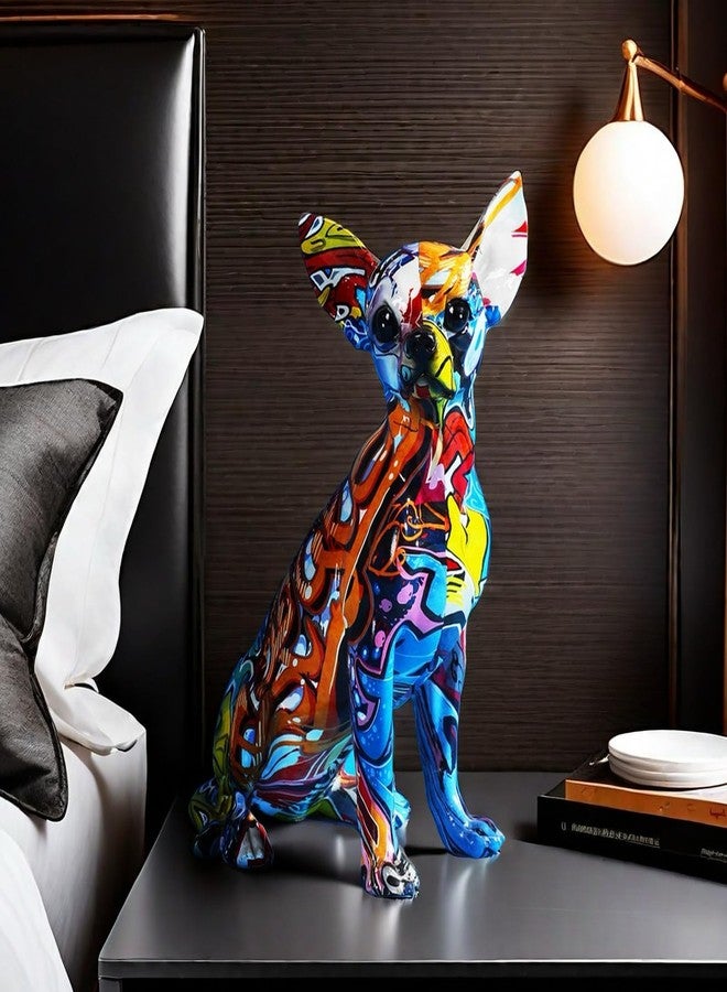 FUNSXBUG Colorful Chihuahua Dog Art Statue Figurines Sculpture Collectibles Home Office Living Room Desktop Display Decoration - Image 3